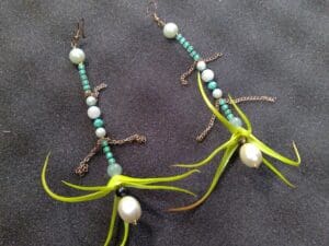 Airplant Pearl Green Chain Earrings